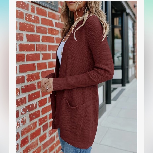 New MEROKEETY Waffle Knit Cardigan with Pockets size XL - Picture 3 of 5